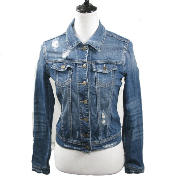 Forever 21 Blue Distressed Denim Jacket Size Small - Picture 1 of 7